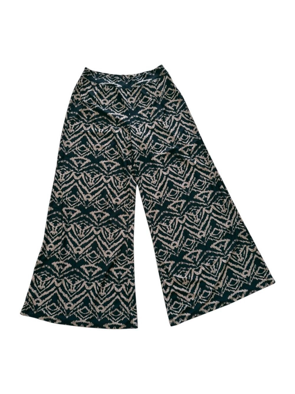 French Laundry Size M Black Brown Print Wide Leg Pants - Picture 3 of 4